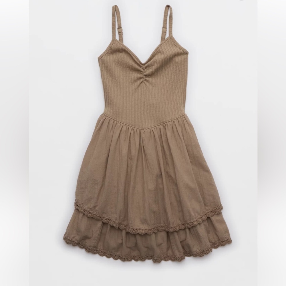 Aerie beige Ribbed Mini Dress in size XL. Nwt - Picture 3 of 5